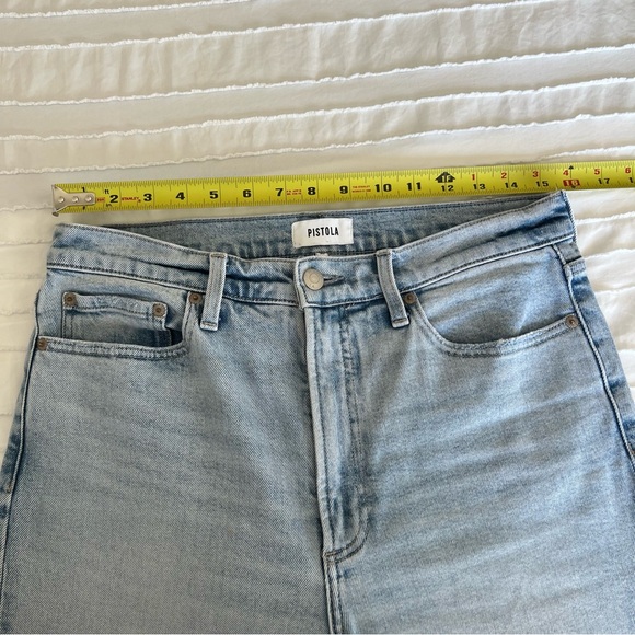 Pistola Lana raw hem high waisted cropped wide leg jeans light wash size 30 - Picture 10 of 12
